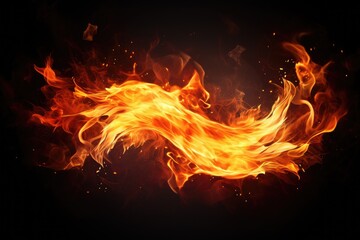 Fire flames isolated on black background. Abstract background. Design element, Beautiful stylish fire flames, AI Generated