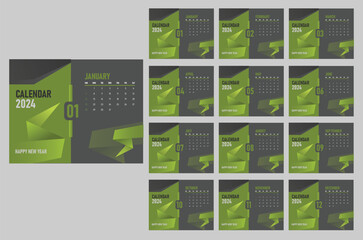 Calendar 2024 Green Style Desk Calendar 2024