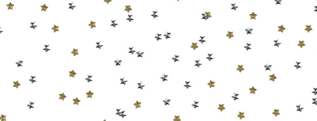 Stars - Holiday golden decoration, glitter frame isolated -