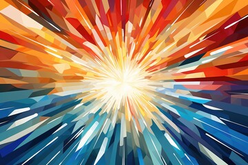 Obraz premium Abstract background with colorful rays. Vector Illustration. EPS 10, Abstract geometric background with a design resembling an explosion of power, AI Generated