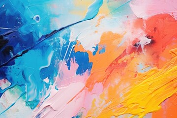 Abstract oil painting on canvas close up. Colorful abstract background, Abstract rough colorful multicolored art painting texture in closeup, AI Generated