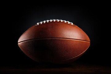 American football ball on a dark background. American football ball on a dark background, American football ball close up on a black background, AI Generated