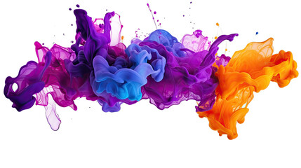 A colorful explosion ink transparent  background