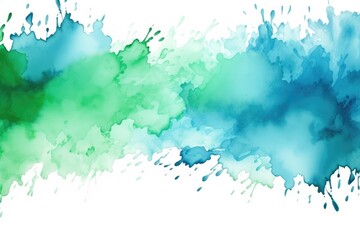 Abstract colorful watercolor hand painted background. Texture paper. Vector illustration, Background with blue and green watercolor paint splashes or blotches with fringe bleed wash, AI Generated