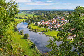 Fototapeta na wymiar Aerial view over the village of Kallmuenz