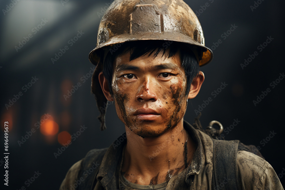 Poster generative ai picture of a hard mining work deep in the earth extracting vital energy resources