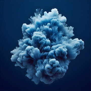 A stunning piece of blue smoke on a navy blue background