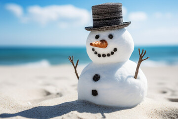 New year Christmas leisure time people making funny snowman outdoors frosty day Generative AI
