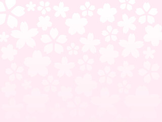 白い桜のグラデーション背景　淡いピンクのフラワーズイラスト