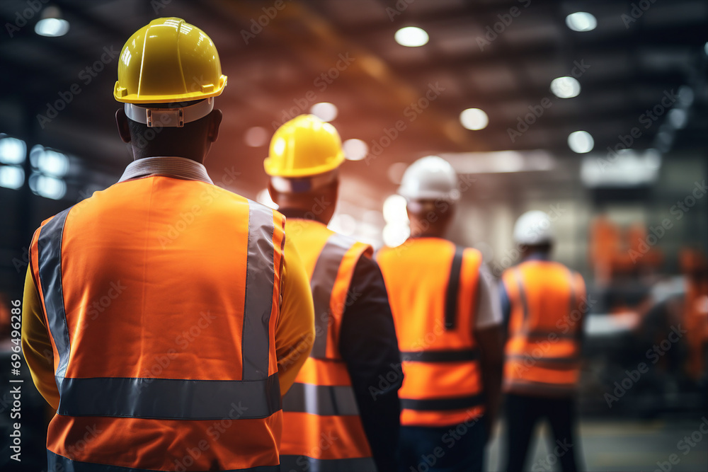 Poster generative ai picture of professional engineer worker wearing uniform in factory generative ai