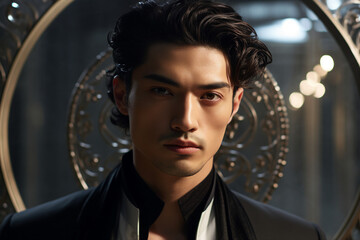 AI generated close up photography of fashionable man isolated on creative background