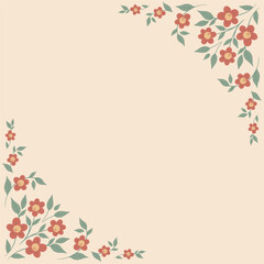 Ornamental frame of branch with flowers. Floral pattern. Decoration and design for card, invitation, brochure. Vector art illustration