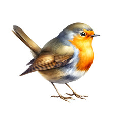 A lively Robin bird on a transparent background
