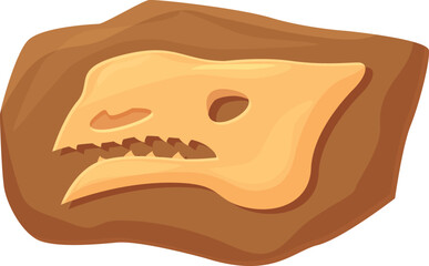 Skeleton dinosaur icon cartoon vector. Bone mud layer. Museum land