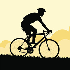silhouette of a biker, silhouette of a person riding a bicycle, a silhouette of a cyclist, a vector illustration, a rider, illustration,