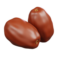 Dates fruits isolated. Ramadan kareem islamic element icon concept. 3D illustration
