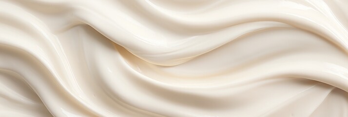 White creamy vanilla yogurt close-up. White whipped cream