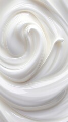 White creamy vanilla yogurt close-up. White whipped cream