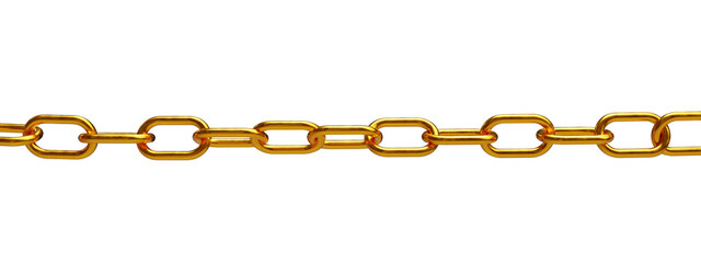 thick gold link chain on transparent background