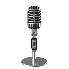 vintage aluminium microphone isolated on white .