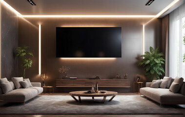 Photography of a Living Room, Ultra Modern Interior Design, wood