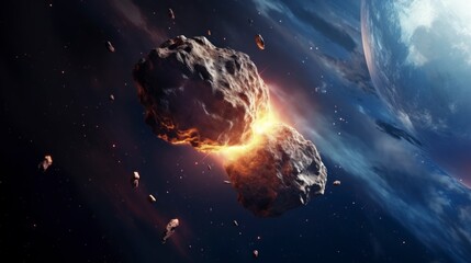 collision of 2 meteorites in space