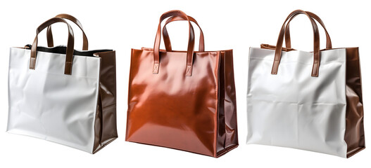 set of plain, premium and shiny shopping bags