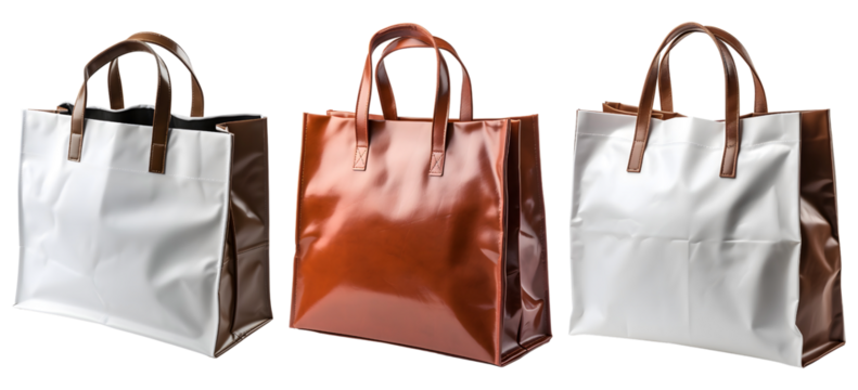 set of plain, premium and shiny shopping bags
