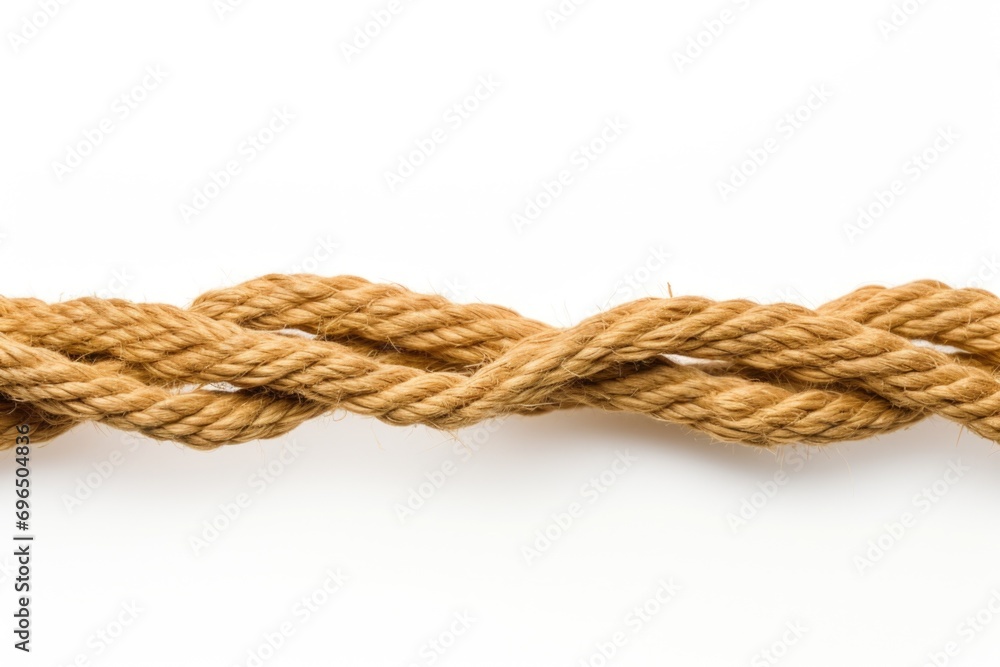 Poster A close up view of a rope on a white surface. This image can be used in various contexts