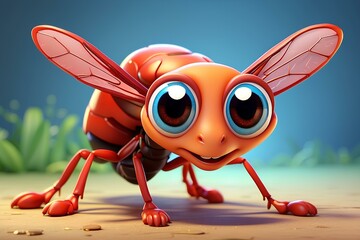 mosquito Cartoon bee with big happy eyes