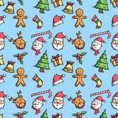 Obraz na płótnie Canvas Christmas pattern cute illustration, with variations, cool for wrapping paper, t-shirt designs, clothes, tablecloths, curtains, etc