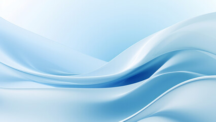 Obraz premium Abstract delicate sky blue waves design with smooth curves and soft shadows on clean modern background. Fluid gradient motion of dynamic lines on minimal backdrop