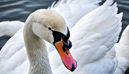 Close-up photo of white swan