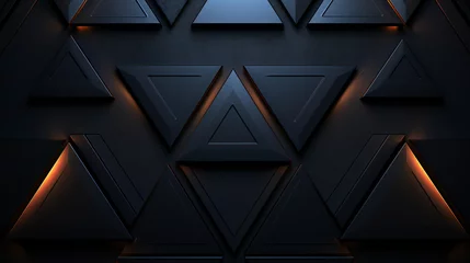 Foto op Plexiglas Futuristic, High Tech, dark background, with a triangular block structure. Wall texture with a 3D triangle tile pattern © Bogdan