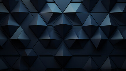 Futuristic, High Tech, dark background, with a triangular block structure. Wall texture with a 3D triangle tile pattern