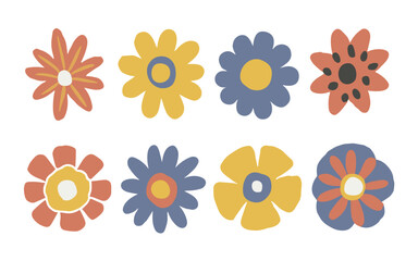 Abstract flowers vector clipart. Spring illustration.