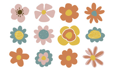 Abstract flowers vector clipart. Spring illustration.
