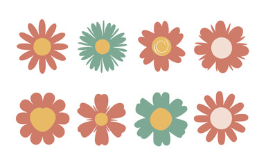Abstract flowers vector clipart. Spring illustration.