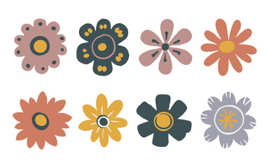 Abstract flowers vector clipart. Spring illustration.