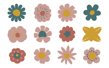 Abstract flowers vector clipart. Spring illustration.