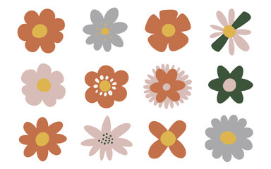 Abstract flowers vector clipart. Spring illustration.