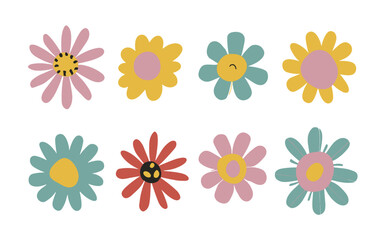 Abstract flowers vector clipart. Spring illustration.