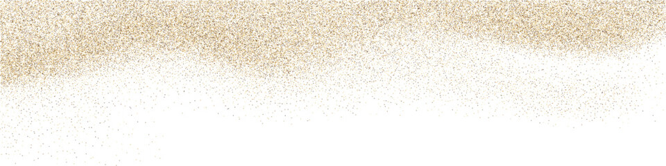 Gold dust glitter overlay background. Sparkling golden falling confetti border. Sequin dust frame wallpaper for wedding or christmas banner. Vector illustration. - obrazy, fototapety, plakaty