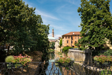 view from bridge in old tow of Vicenza