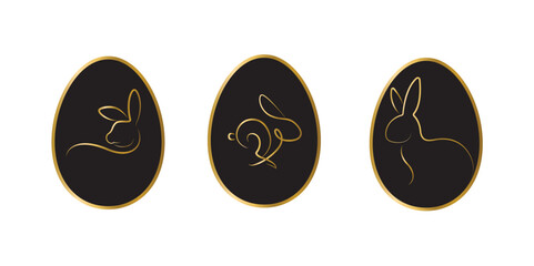 Easter eggs in a combination of gold and black.vector eps
