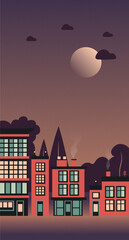 Night buildings apartment with nature background