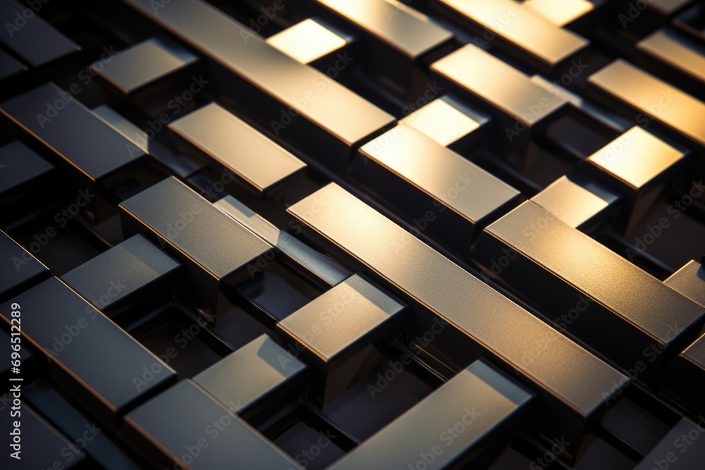 Fototapete a detailed close-up view of a collection of metal squares. versatile and modern, this image can be u