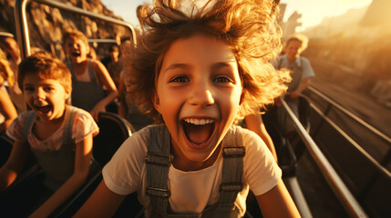 Kids on a Summertime Roller Coaster Ride