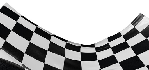 Wavy racing checkered flag with diagonal folds. Realistic 3d render - obrazy, fototapety, plakaty