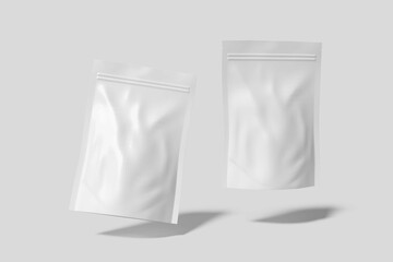Blank White Foil Food or Drink Pouch Bag on isolated white background